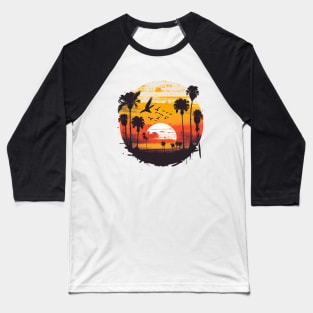 Sunset Beach Palm Trees Baseball T-Shirt